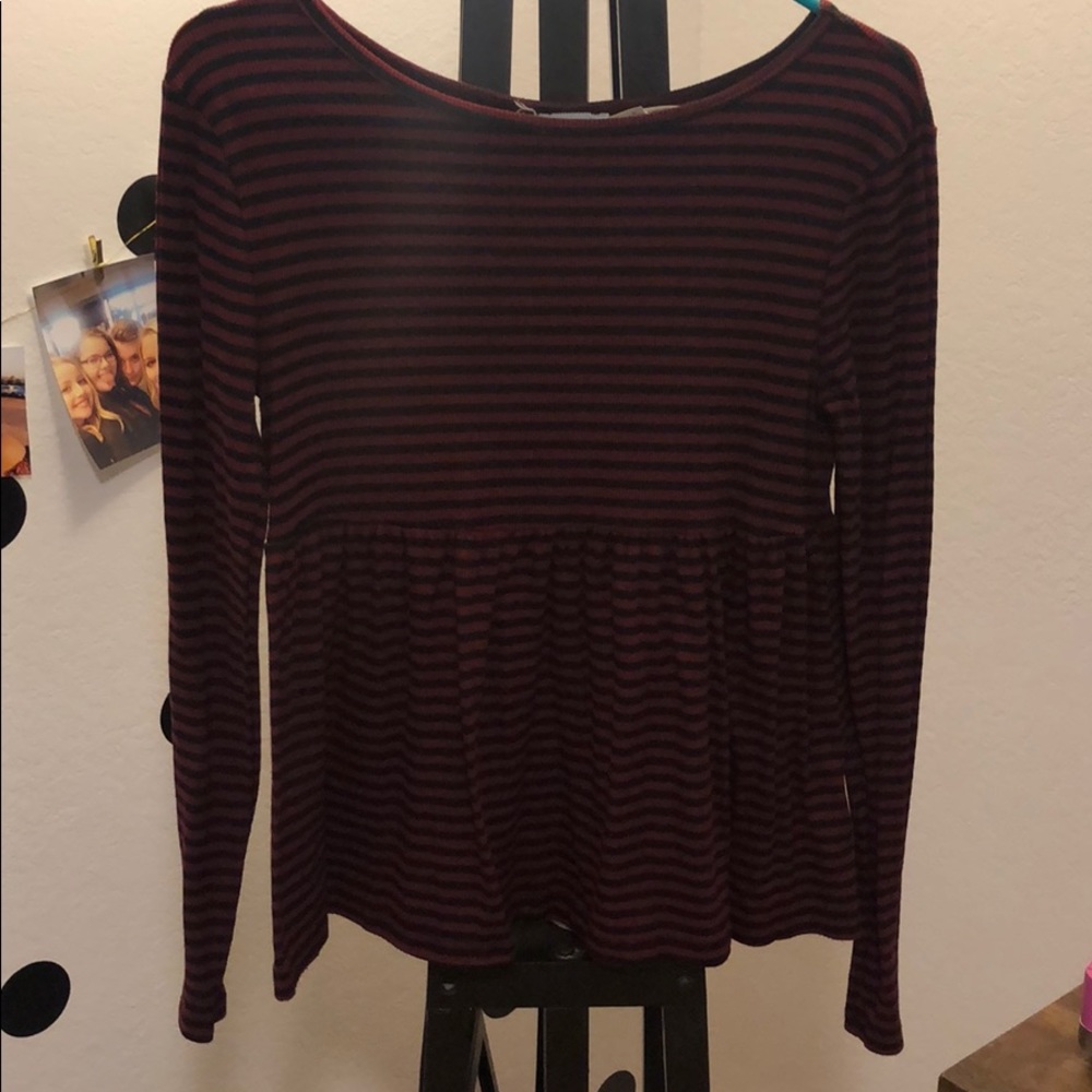 Peplum striped long sleeve